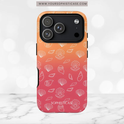 Seashell Society in Sunset Orange - iPhone Case, Samsung Galaxy Case, Google Pixel Case