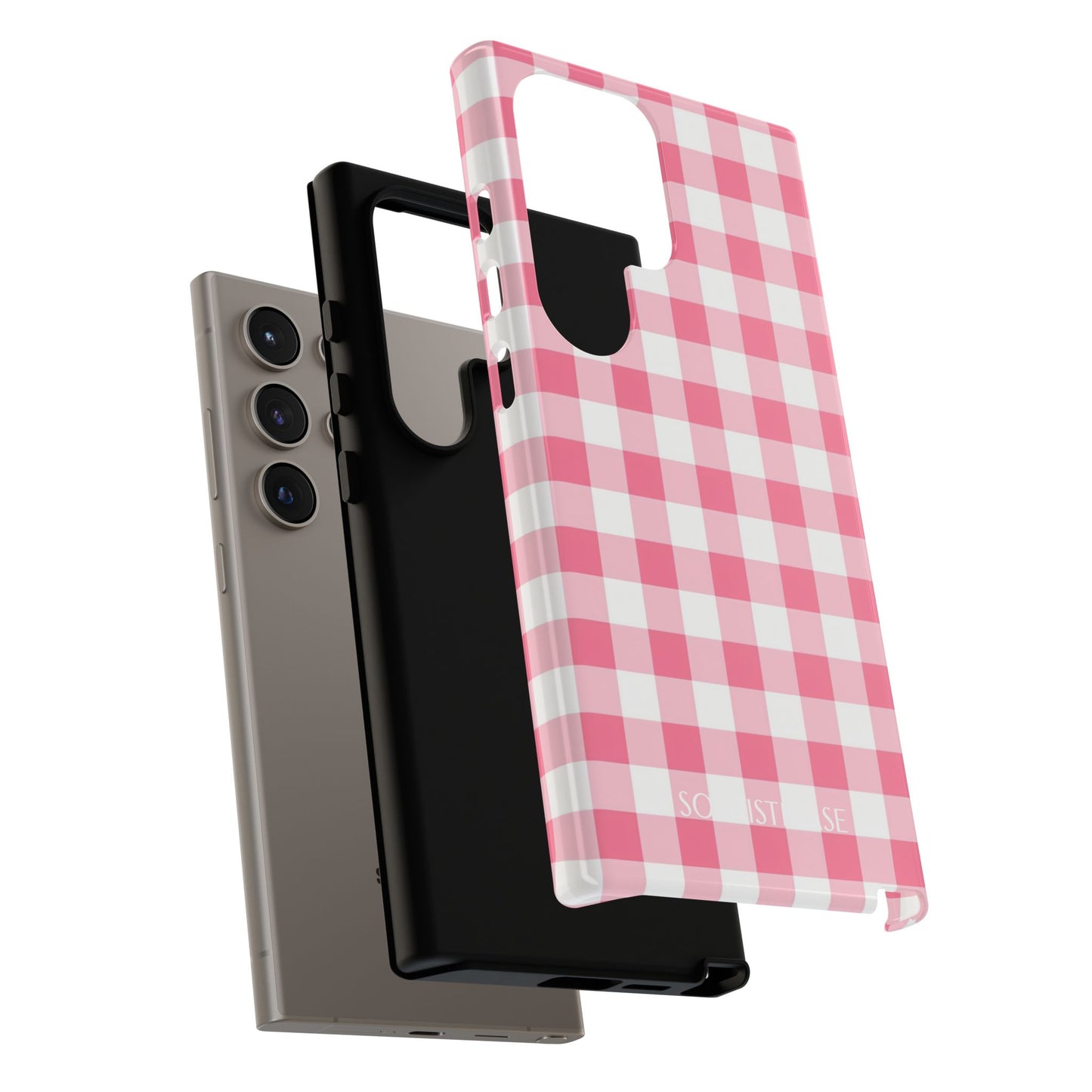 Gingham in Salmon - Tough Phone Case for Samsung Galaxy