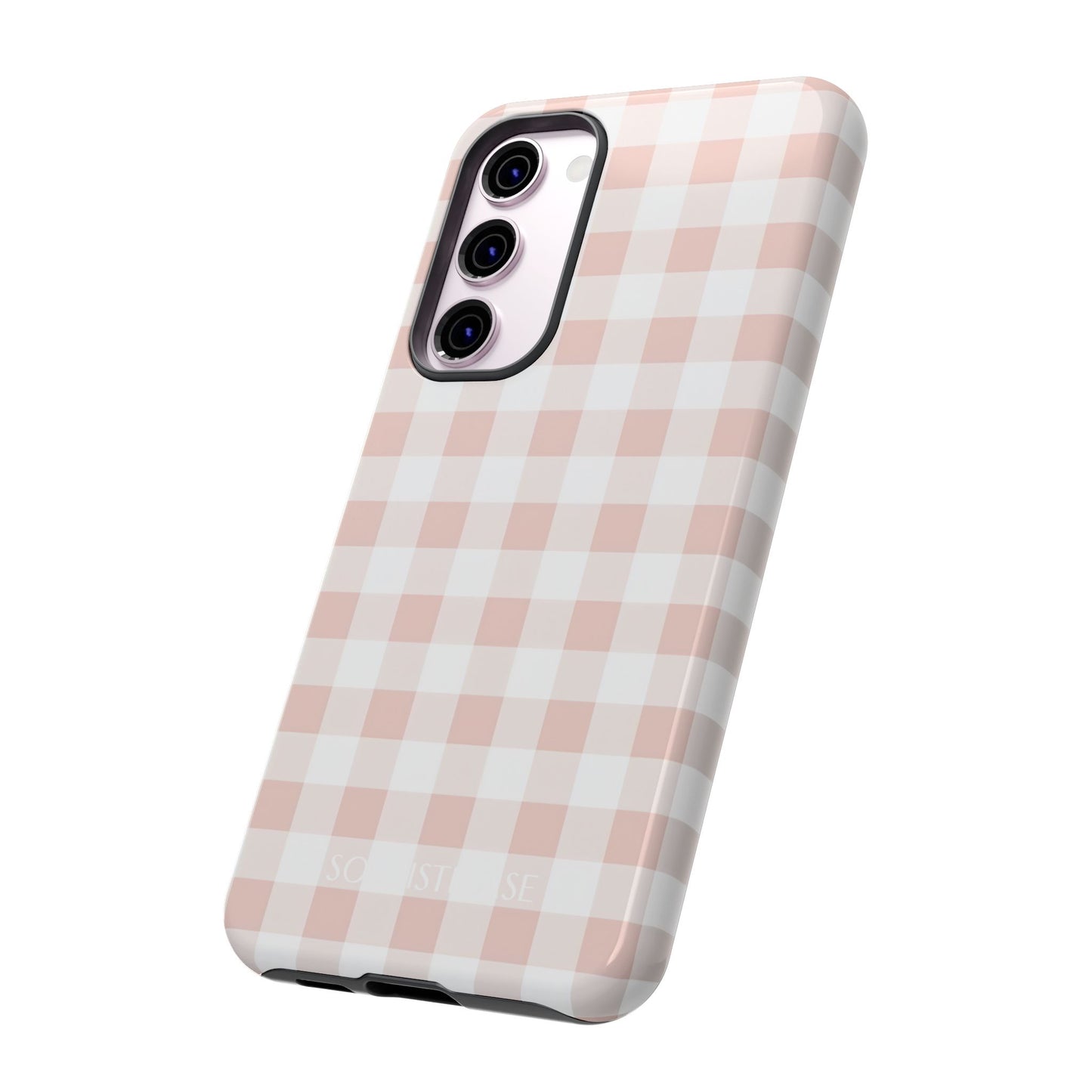 Gingham in Neutral Beige - Drop Proof Phone Case for Samsung Galaxy