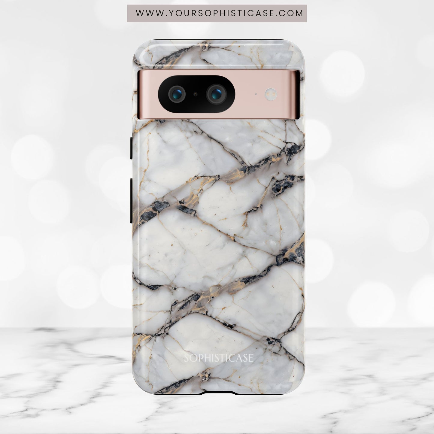 Marble Opulence in Cracked Beige - iPhone Case, Samsung Galaxy Case, Google Pixel Case