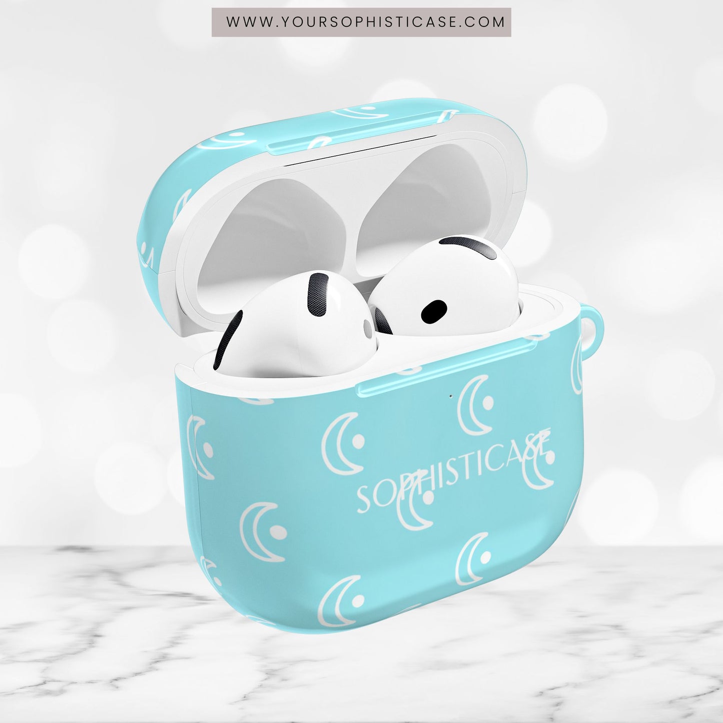 AirPod Cases - Moon Phase in Aqua