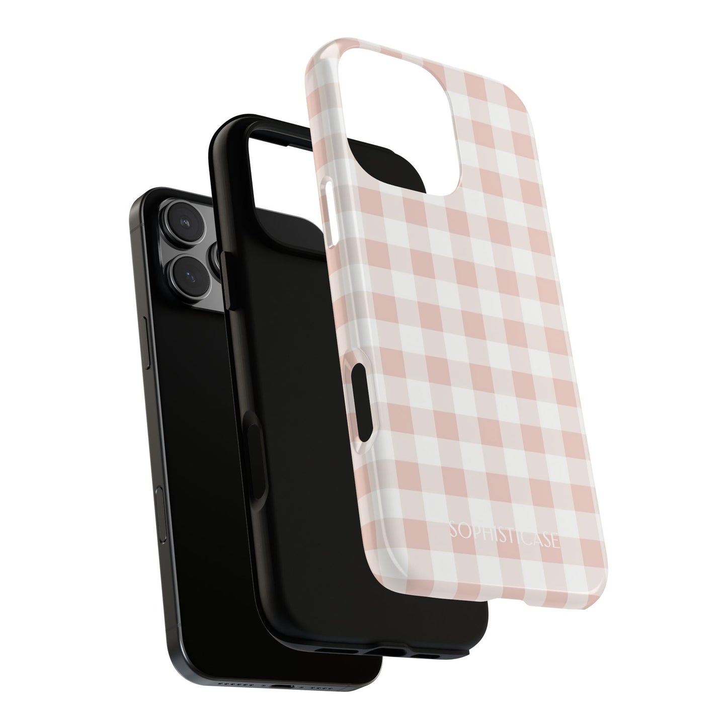 Gingham in Neutral Beige - Drop Proof Phone Case for iPhone