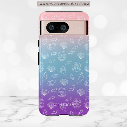 Seashell Society in Pink Blue & Purple Sunset - iPhone Case, Samsung Galaxy Case, Google Pixel Case