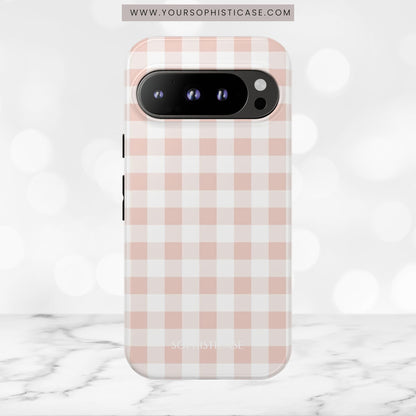 Gingham in Neutral Beige - Tough Phone Case