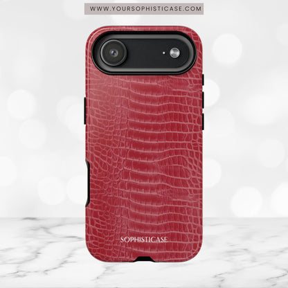 Luxe Leather in Cherry Red - iPhone Case