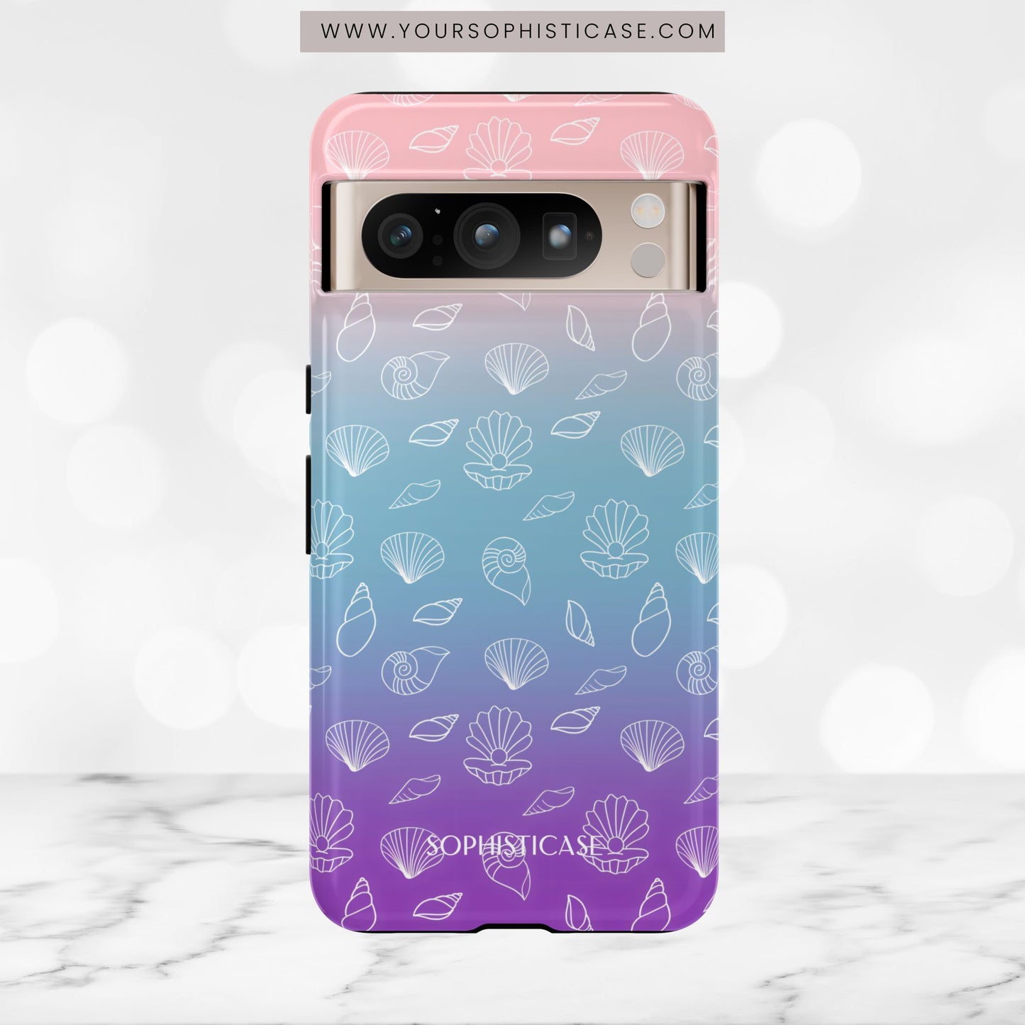 Seashell Society in Pink Blue & Purple Sunset - iPhone Case, Samsung Galaxy Case, Google Pixel Case