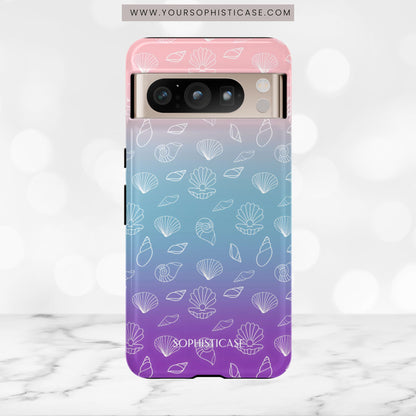 Seashell Society in Pink Blue & Purple Sunset - iPhone Case, Samsung Galaxy Case, Google Pixel Case