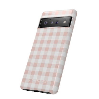 Gingham in Neutral Beige - Drop Proof Phone Case for Google Pixel