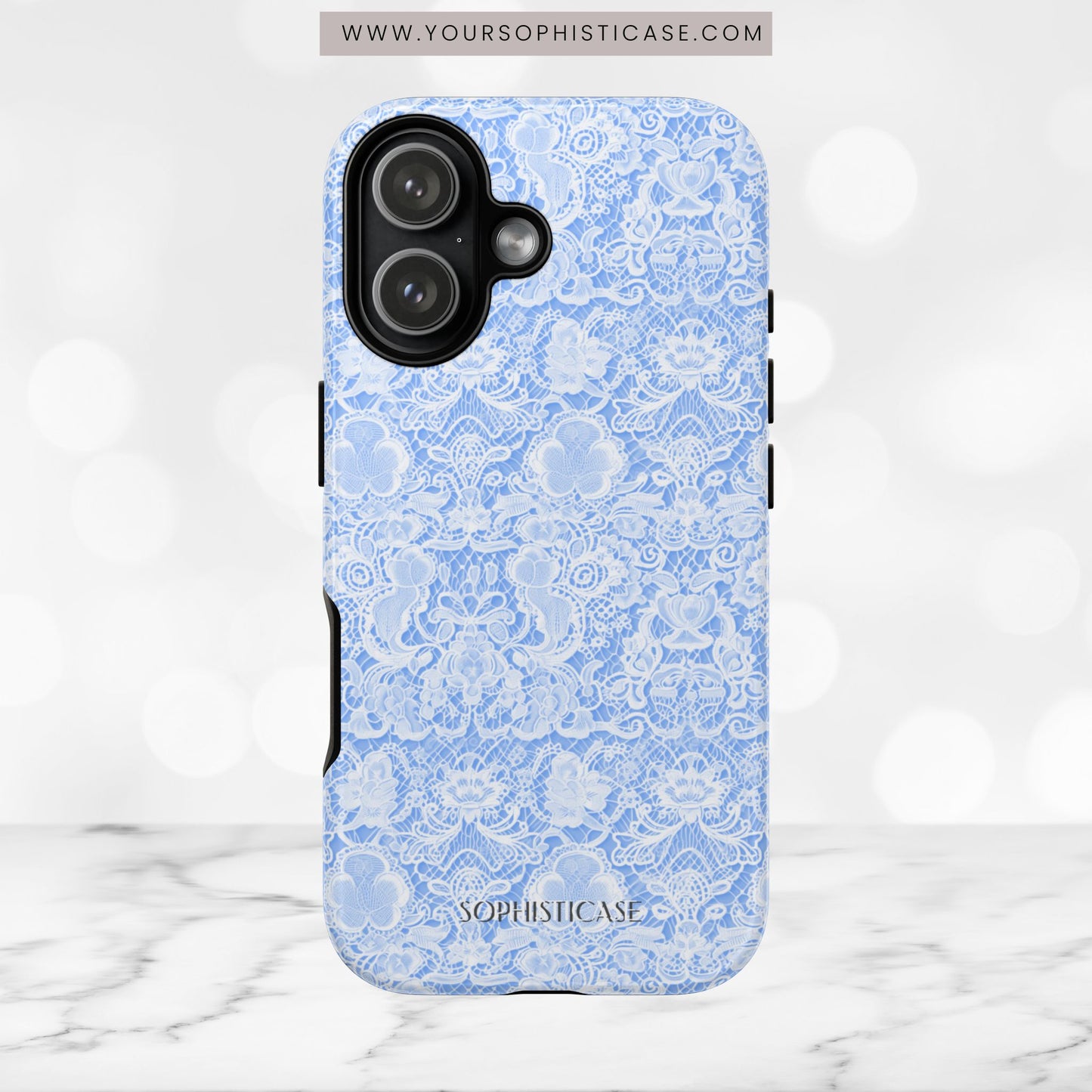 Luxe Lace in Blue - Tough Phone Case