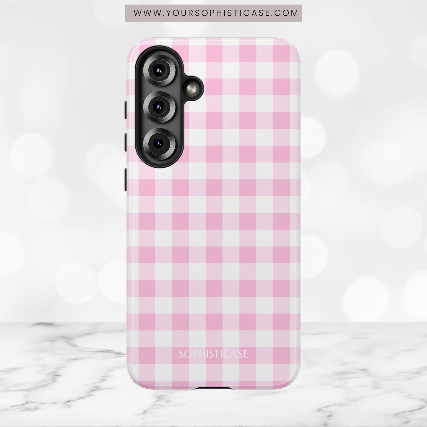 Gingham in Pink - iPhone Case, Samsung Galaxy Case, Google Pixel Case