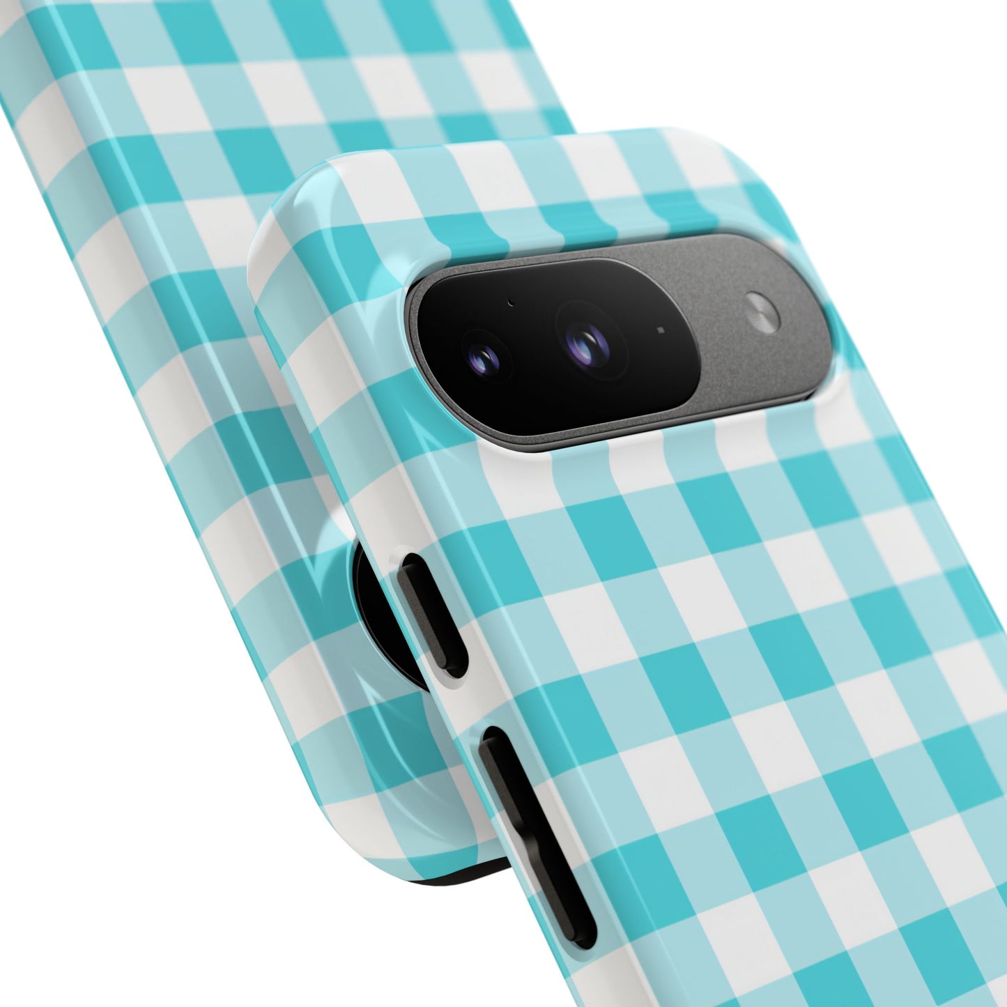 Gingham in Aqua - Tough Phone Case