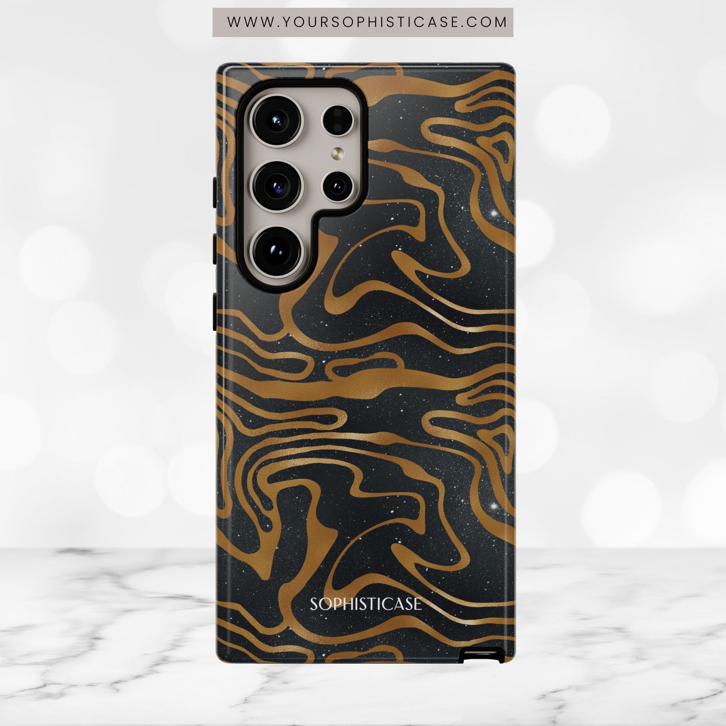Cosmic Gold in Black - iPhone Case, Samsung Galaxy Case, Google Pixel Case