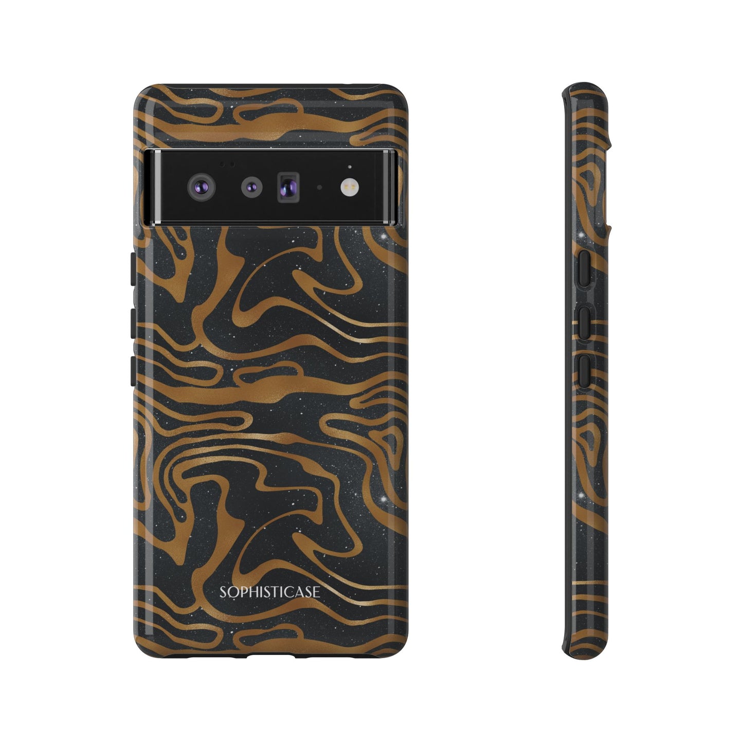 Cosmic Gold in Black - iPhone Case, Samsung Galaxy Case, Google Pixel Case