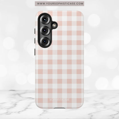 Gingham in Neutral Beige - Tough Phone Case