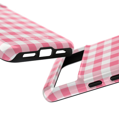 Gingham in Salmon - Tough Phone Case