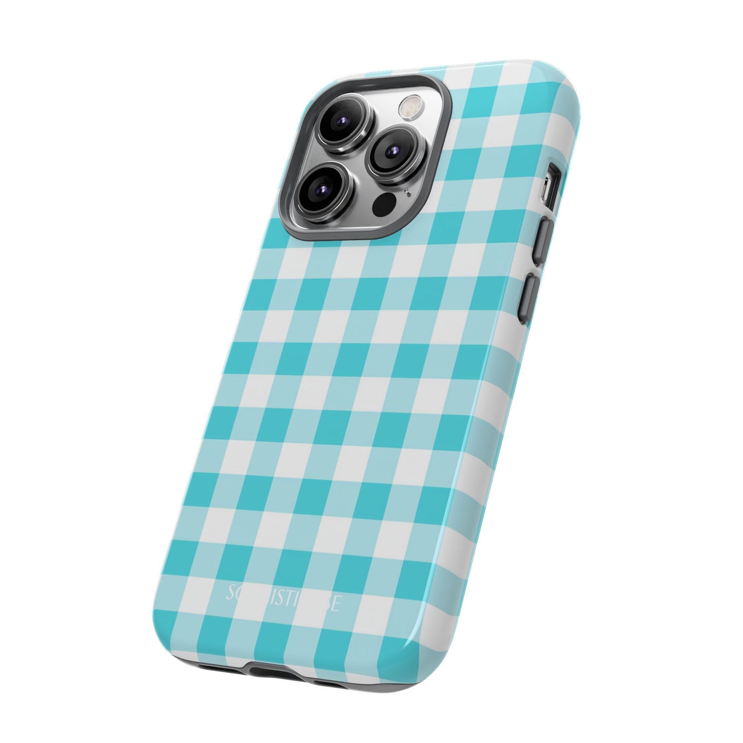 Gingham in Aqua - Tough Phone Case