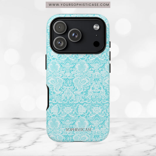 Luxe Lace in Aqua - iPhone Case