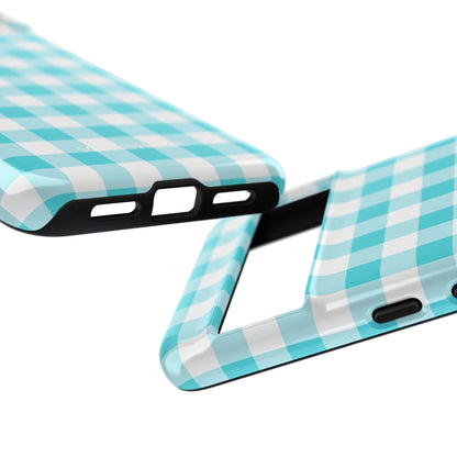 Gingham in Aqua - iPhone Case, Samsung Galaxy Case, Google Pixel Case