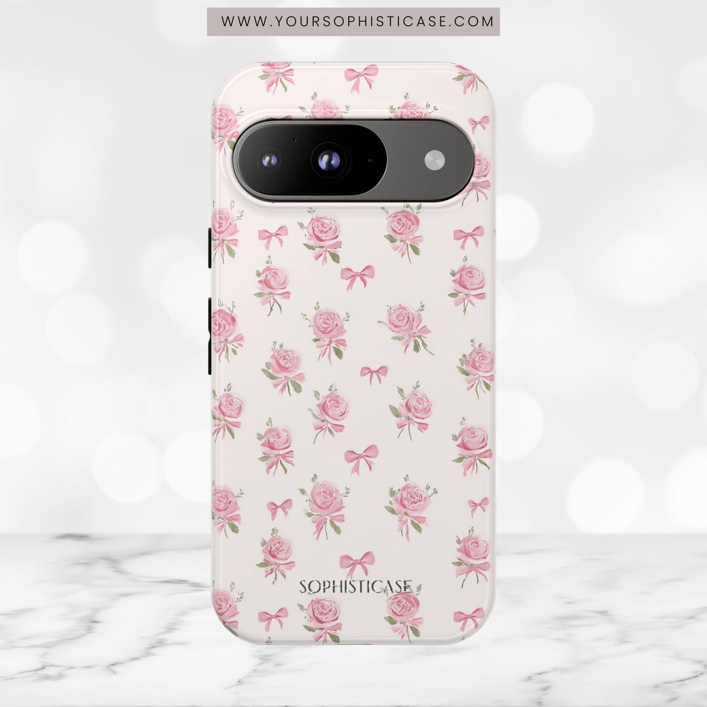 The Sweetest Thing in Coquette Roses and Bows - iPhone Case, Samsung Galaxy Case, Google Pixel Case