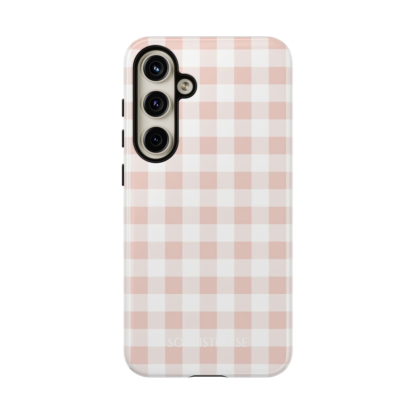 Gingham in Neutral Beige - Drop Proof Phone Case for Samsung Galaxy