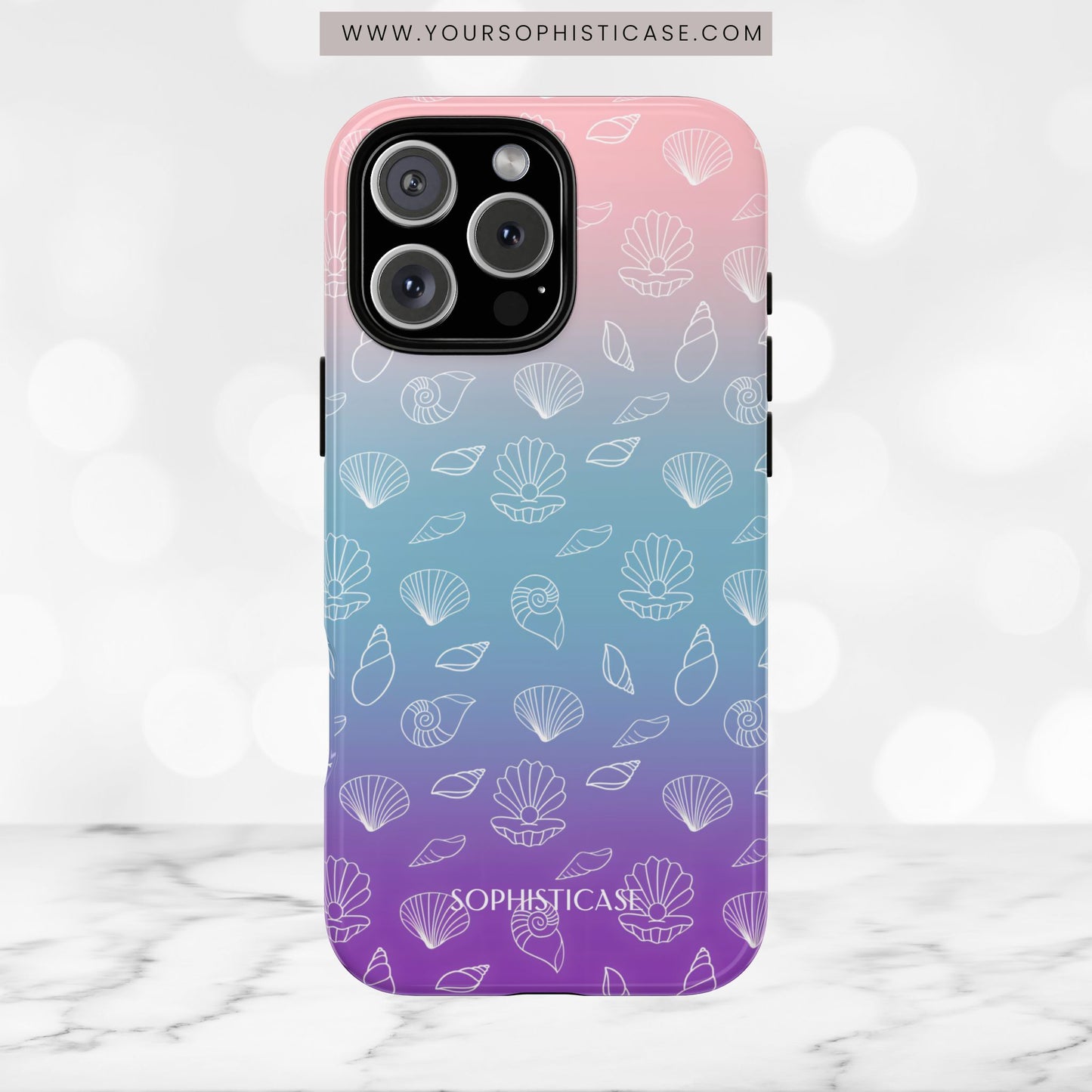 Seashell Society in Pink Blue & Purple Sunset - iPhone Case, Samsung Galaxy Case, Google Pixel Case