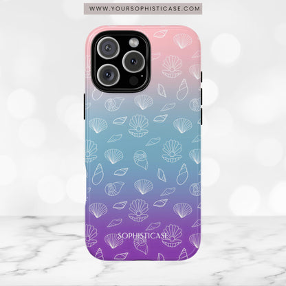 Seashell Society in Pink Blue & Purple Sunset - iPhone Case, Samsung Galaxy Case, Google Pixel Case