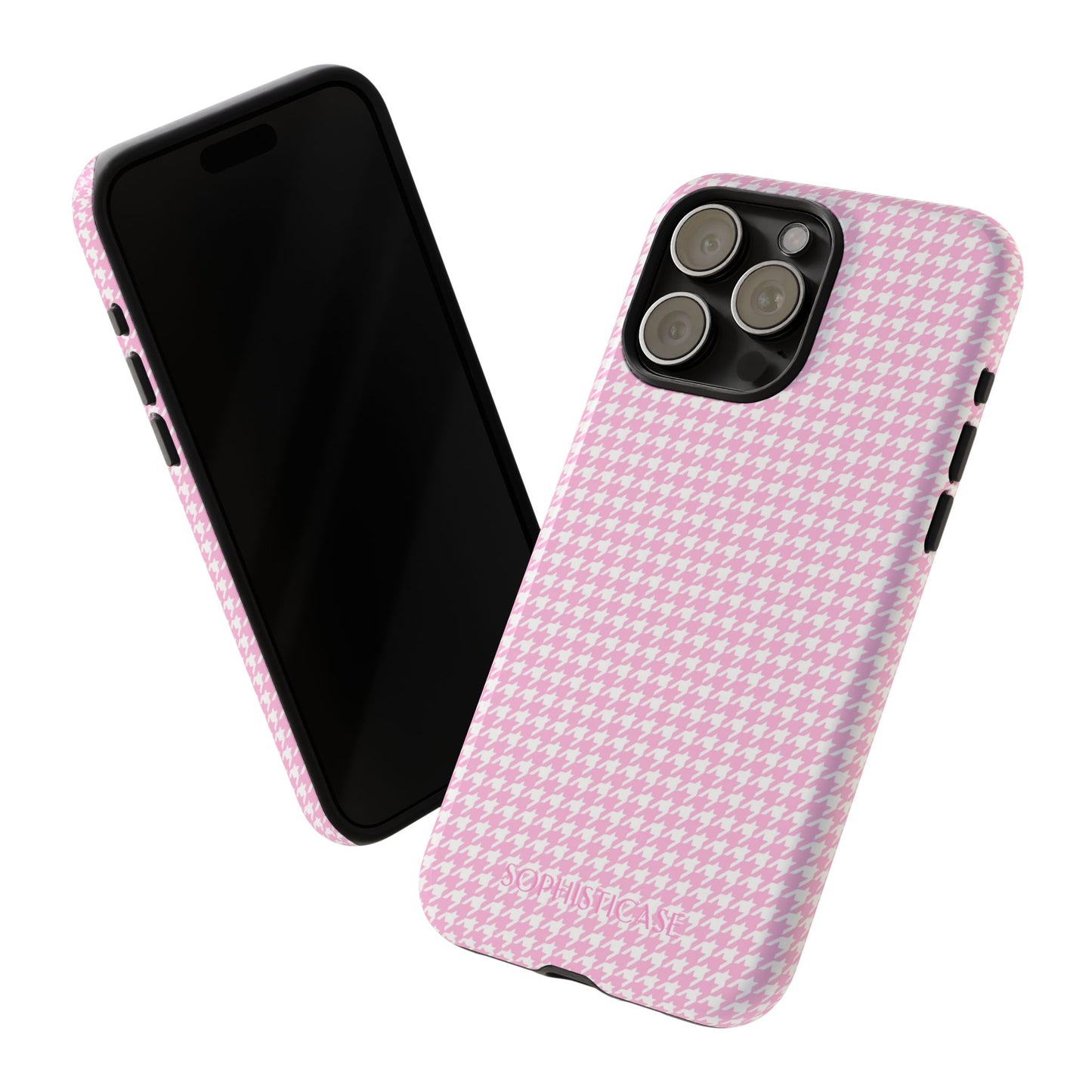 Houndstooth in Pink - Protective Phone Case for iPhone