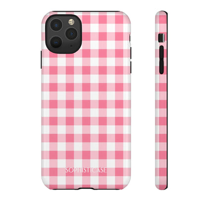 Gingham in Salmon - Tough Phone Case for iPhone