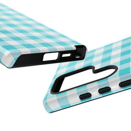 Gingham in Aqua - Tough Phone Case