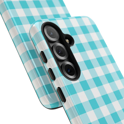 Gingham in Aqua - iPhone Case, Samsung Galaxy Case, Google Pixel Case