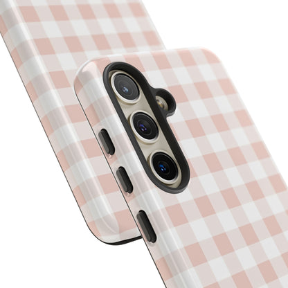 Gingham in Neutral Beige - Tough Phone Case