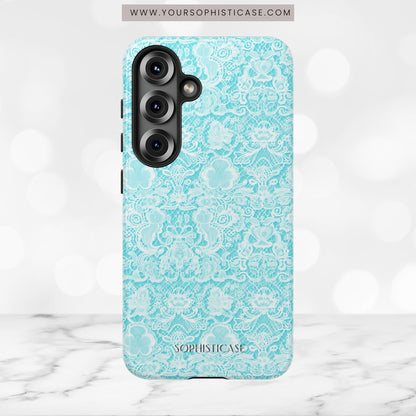 Luxe Lace in Aqua - Tough Phone Case