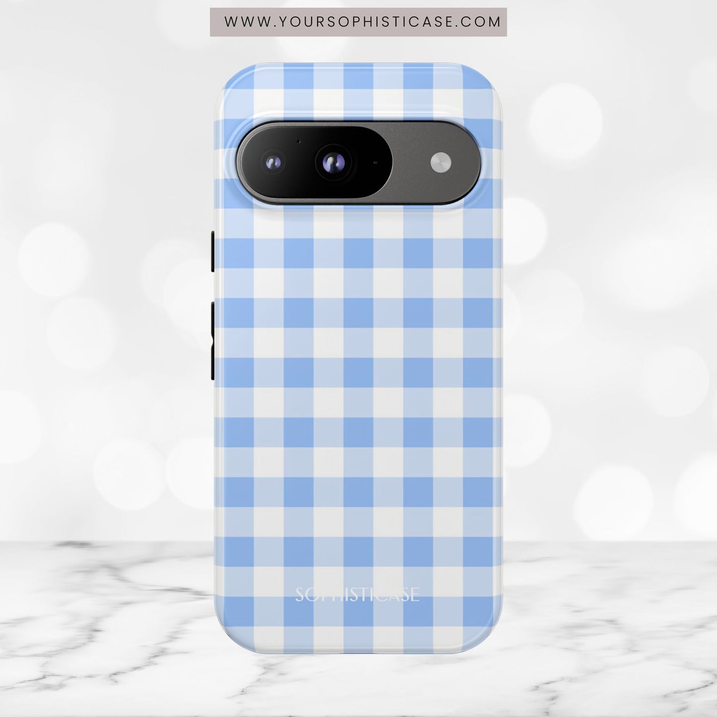 Gingham in Blue - Tough Phone Case