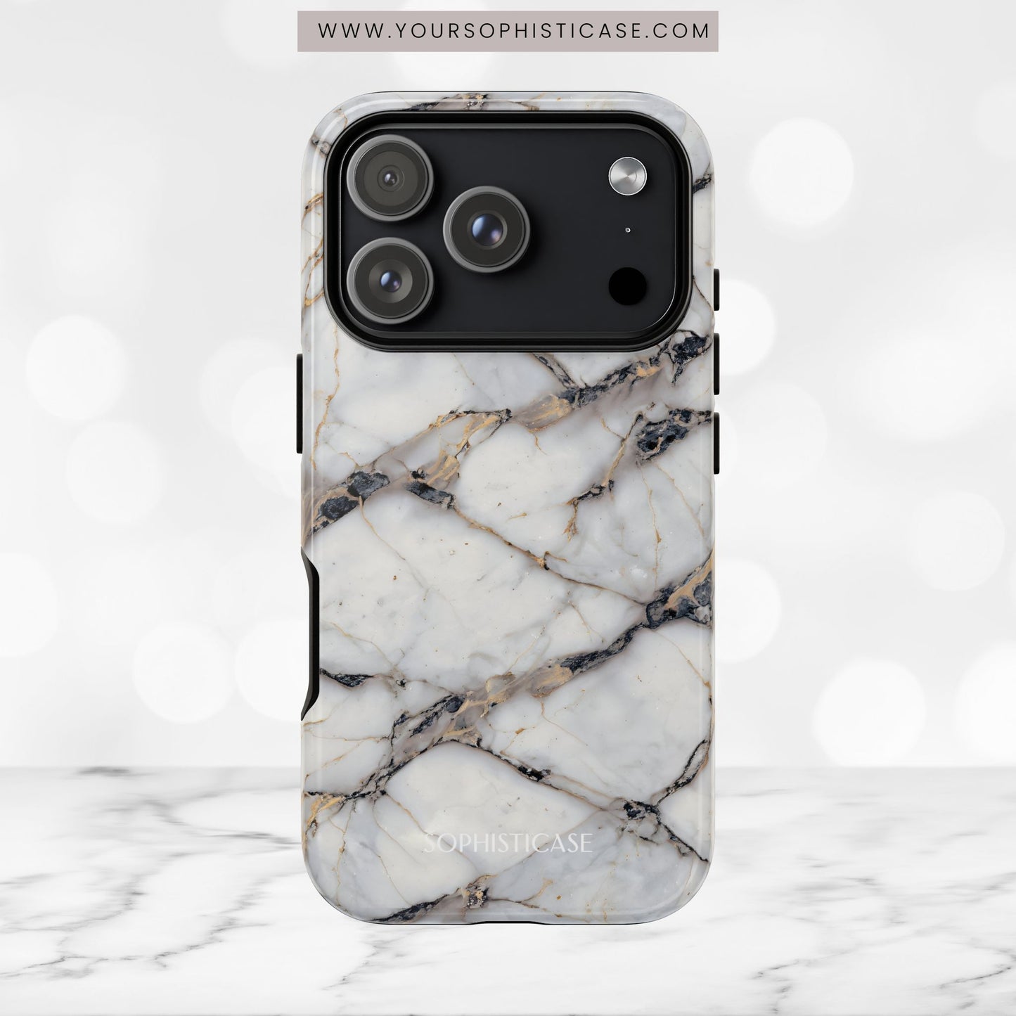 Marble Opulence in Cracked Beige - iPhone Case, Samsung Galaxy Case, Google Pixel Case