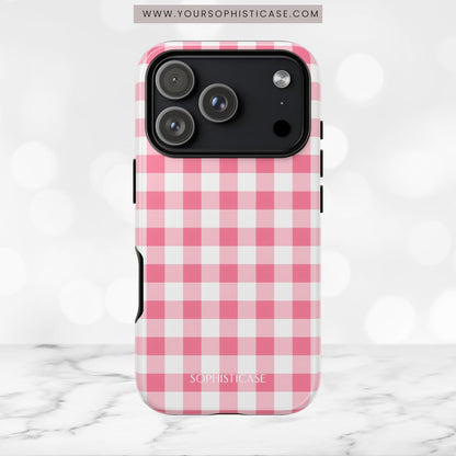 Gingham in Salmon - Tough Phone Case