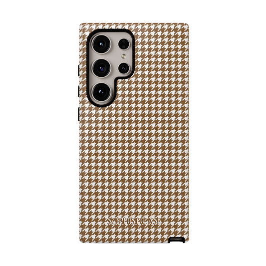 Houndstooth in Brown - Drop Proof Phone Case for Samsung Galaxy