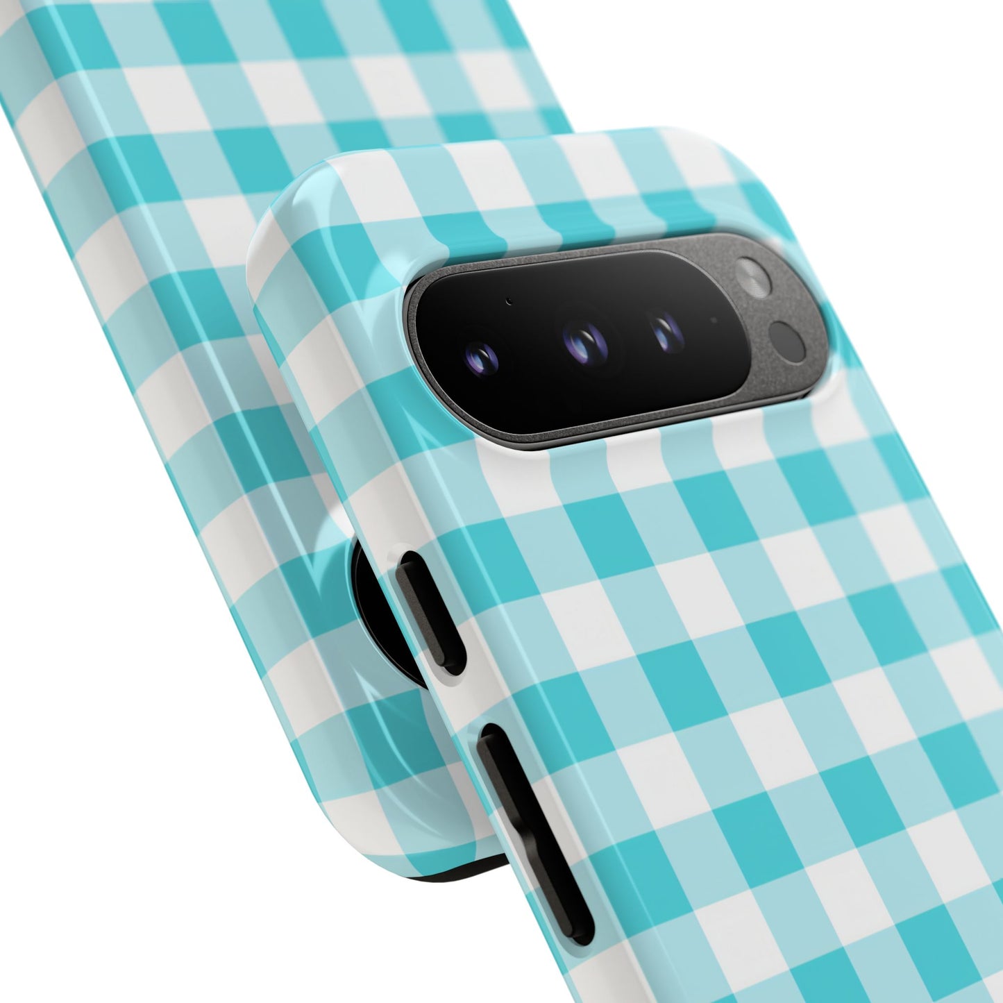Gingham in Aqua - iPhone Case, Samsung Galaxy Case, Google Pixel Case