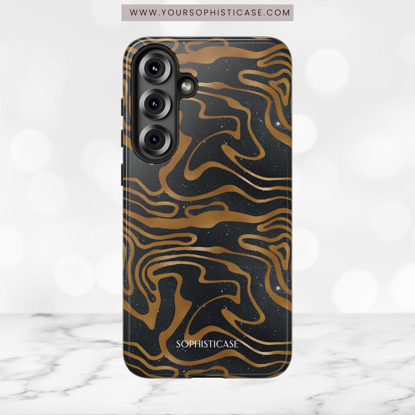 Cosmic Gold in Black - iPhone Case, Samsung Galaxy Case, Google Pixel Case