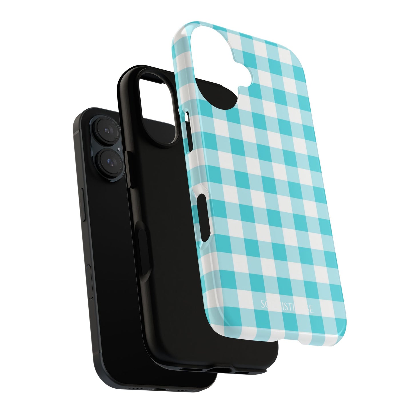 Gingham in Aqua - Tough Phone Case
