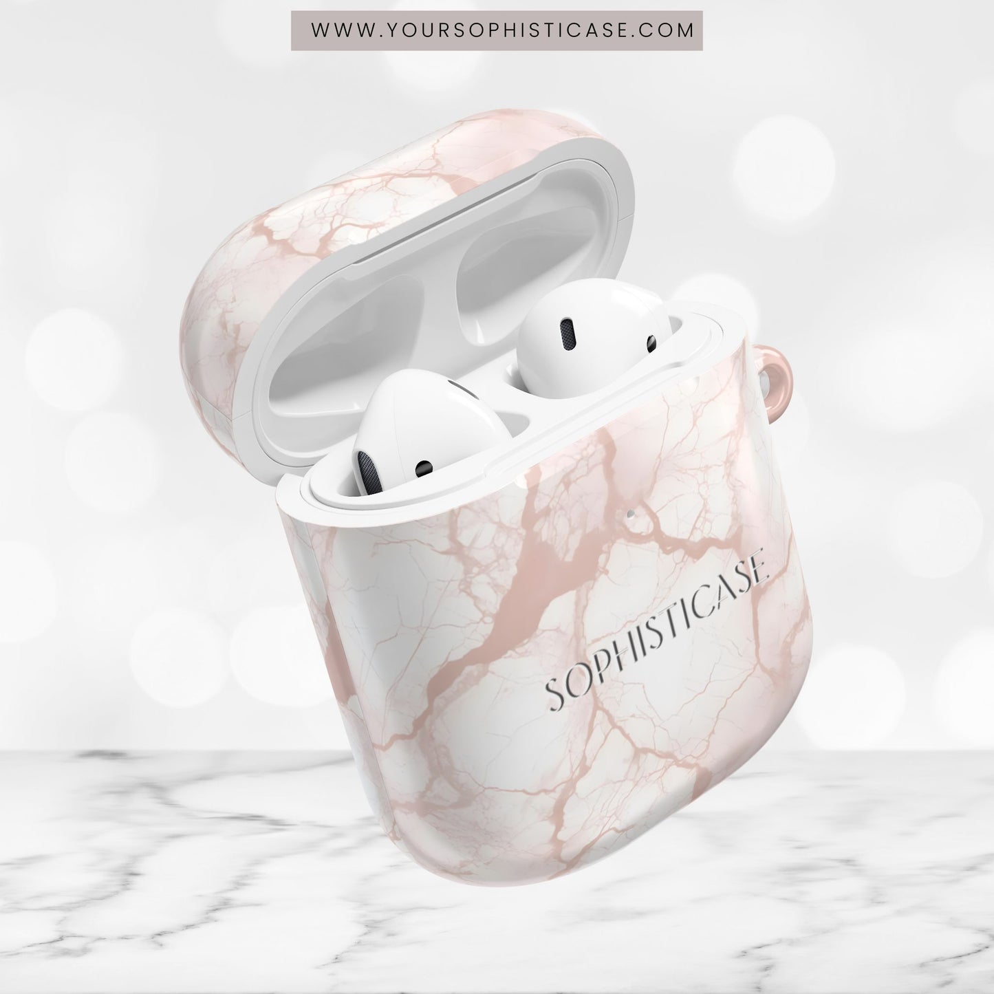 AirPod Cases - Marble Opulence in Neutral Beige