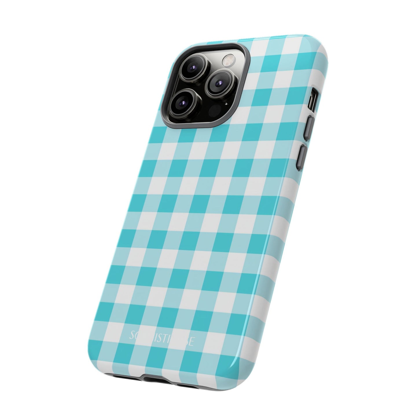 Gingham in Aqua - iPhone Case, Samsung Galaxy Case, Google Pixel Case