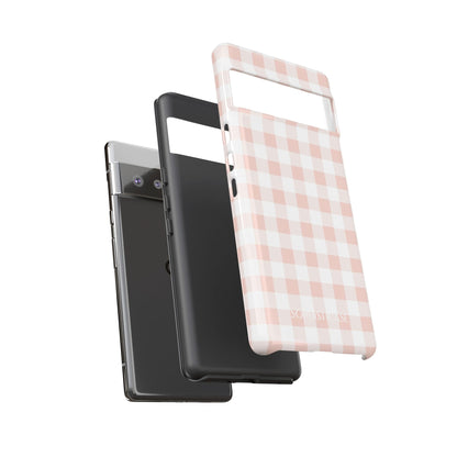 Gingham in Neutral Beige - Drop Proof Phone Case for Google Pixel