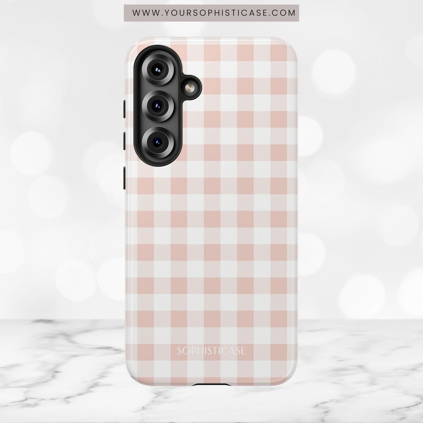 Gingham in Neutral Beige - Tough Phone Case