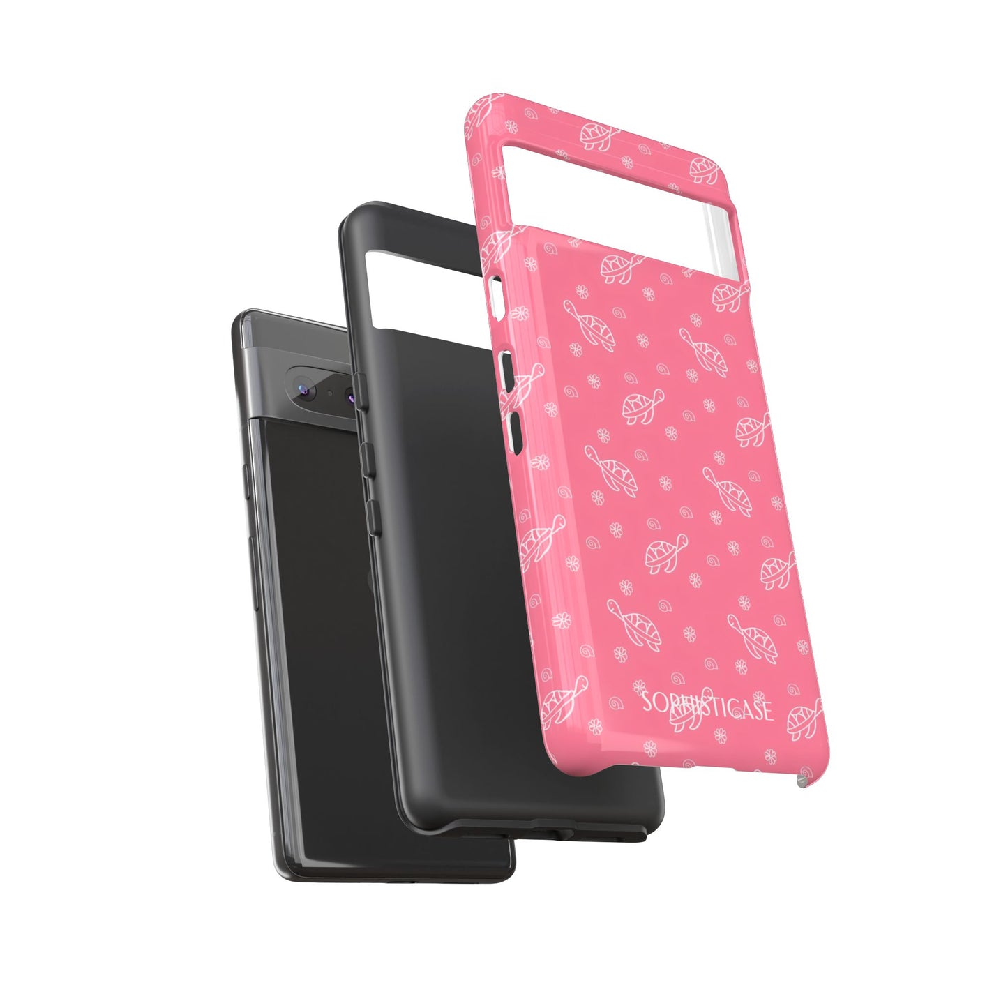 Turtle Island in Pink- Protective Phone Case for Google Pixel