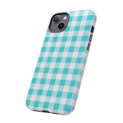 Gingham in Aqua - Tough Phone Case