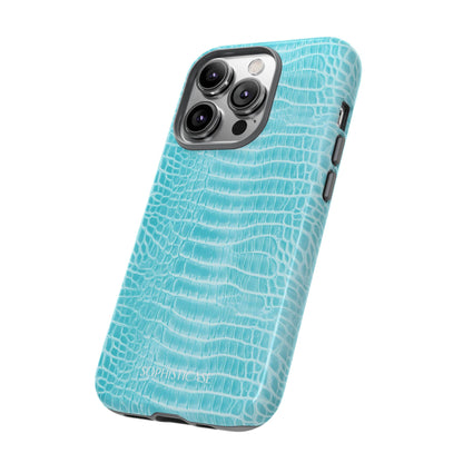 Luxe Leather in Aqua - iPhone Case