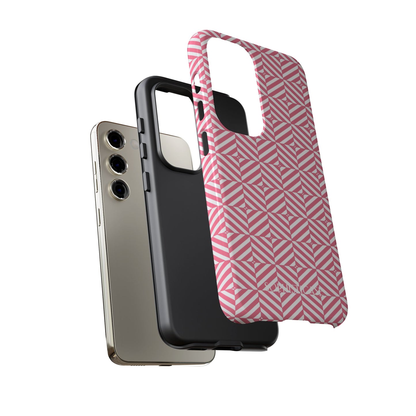 Illusions in Salmon - Dual Layer Shockproof Phone Case for iPhone, Google Pixel and Samsung Galaxy