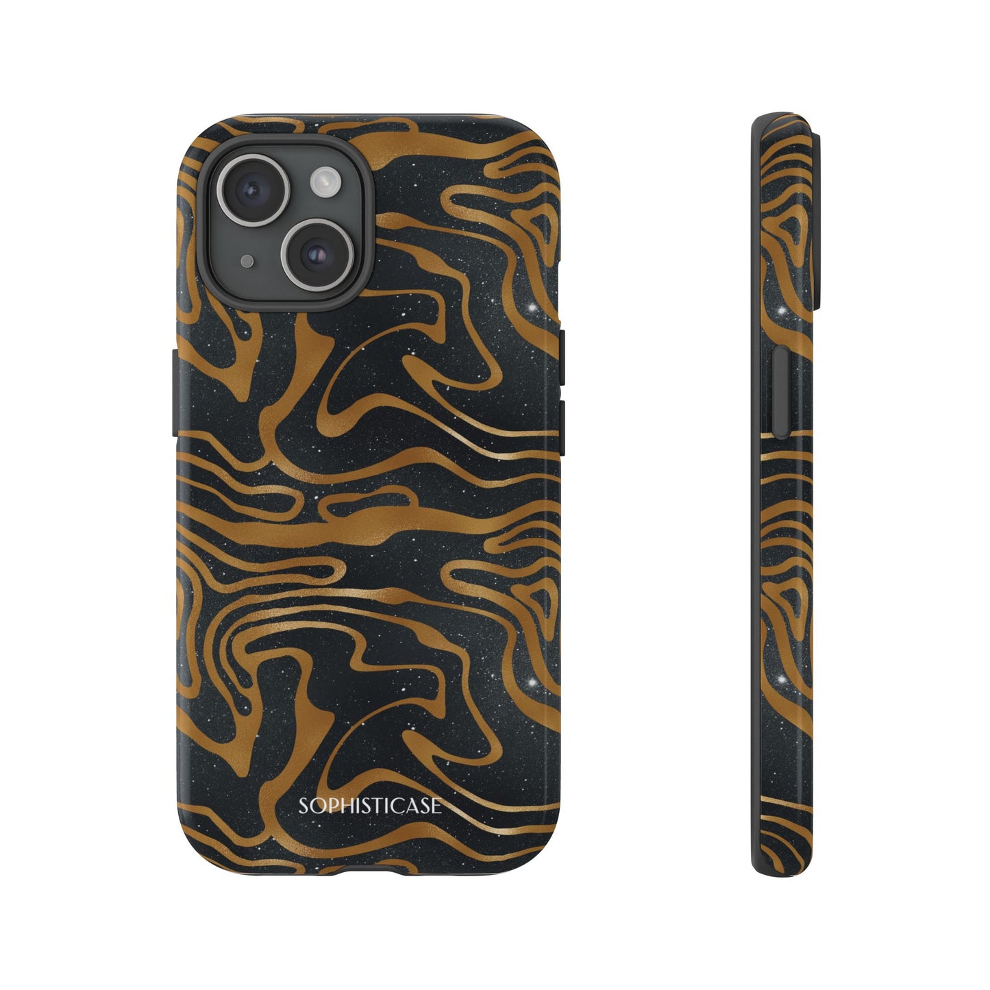 Cosmic Gold in Black - iPhone Case, Samsung Galaxy Case, Google Pixel Case