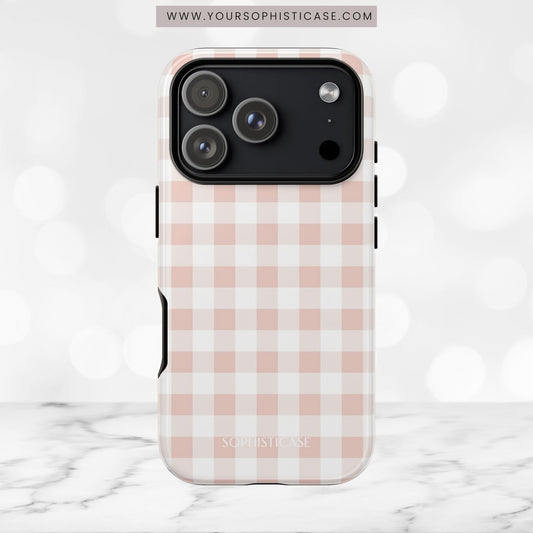 Gingham in Neutral Beige - iPhone Case, Samsung Galaxy Case, Google Pixel Case