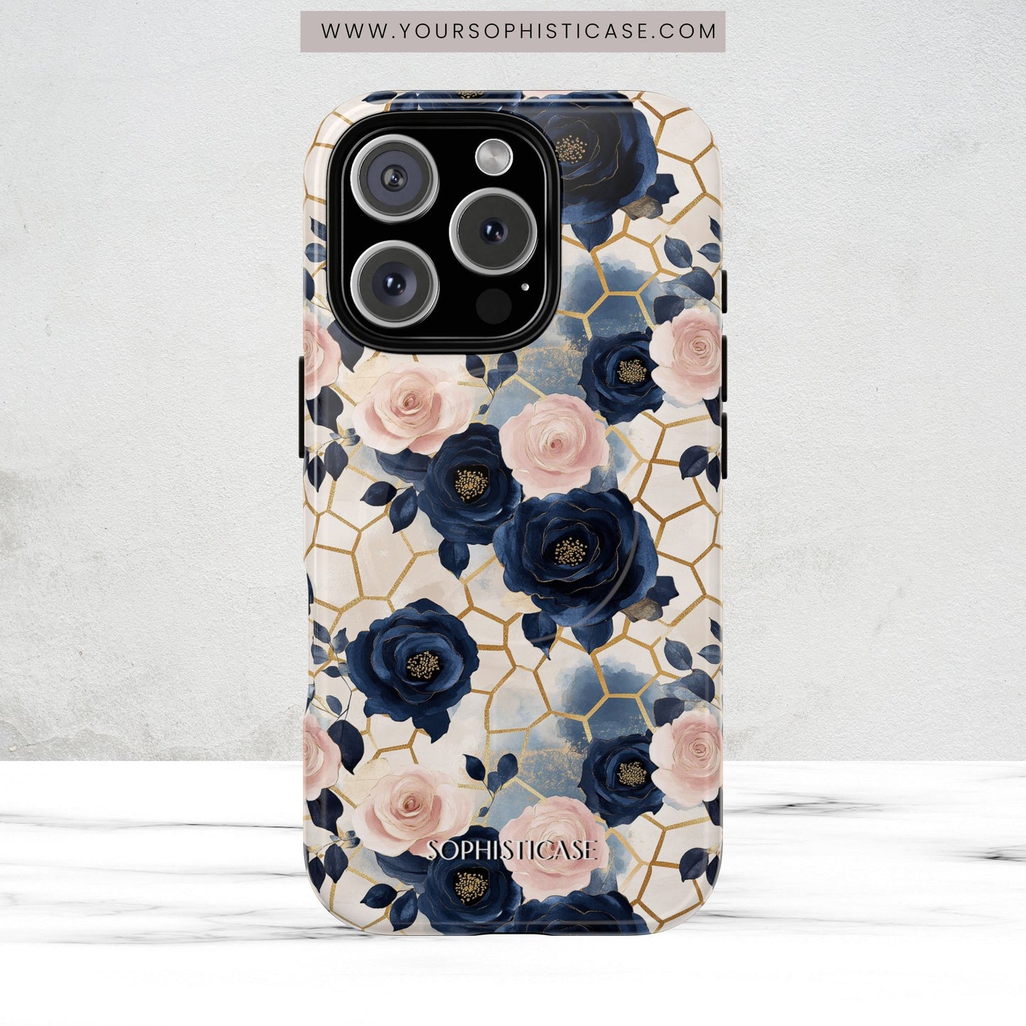 Royal Floral in Navy Hive - iPhone Magsafe Case